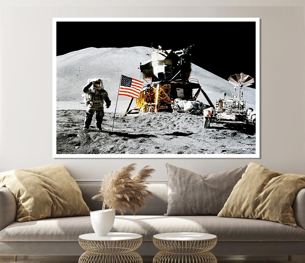 American Moon Landing Print Poster Wall Art