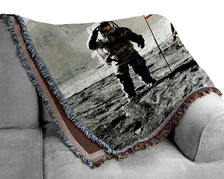 American Moon Landing Woven Blanket