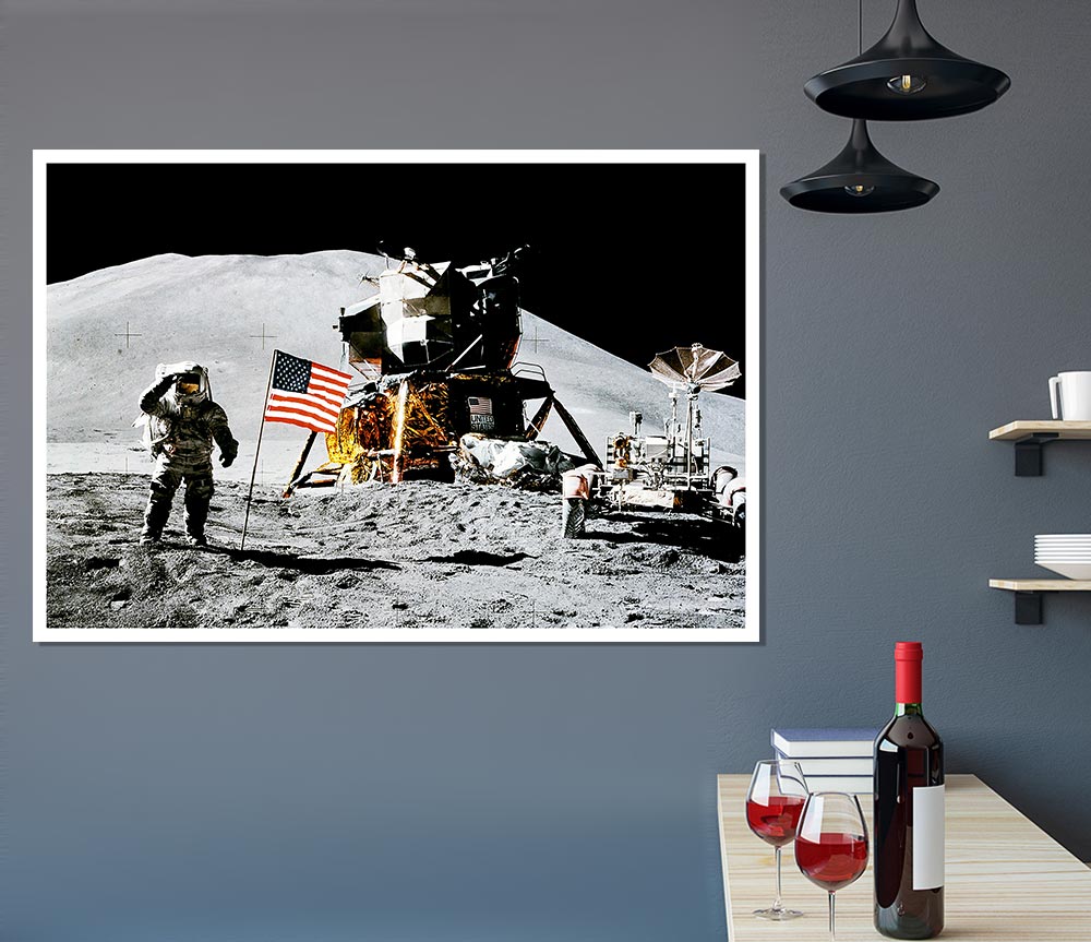 American Moon Landing Print Poster Wall Art