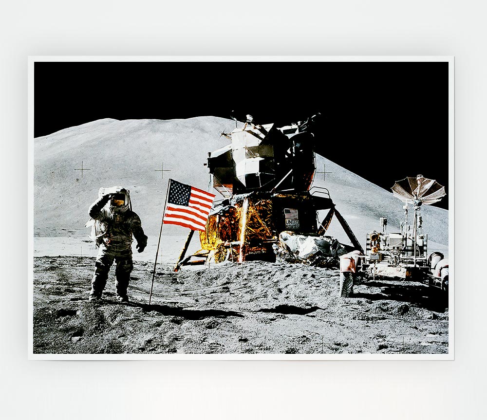 American Moon Landing Print Poster Wall Art