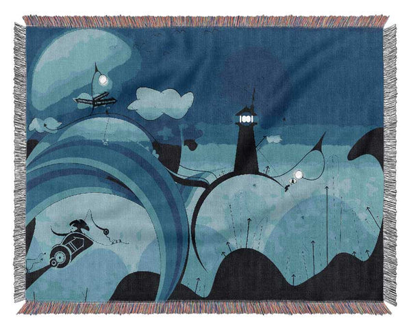 Magical Blue Lighthouse Woven Blanket