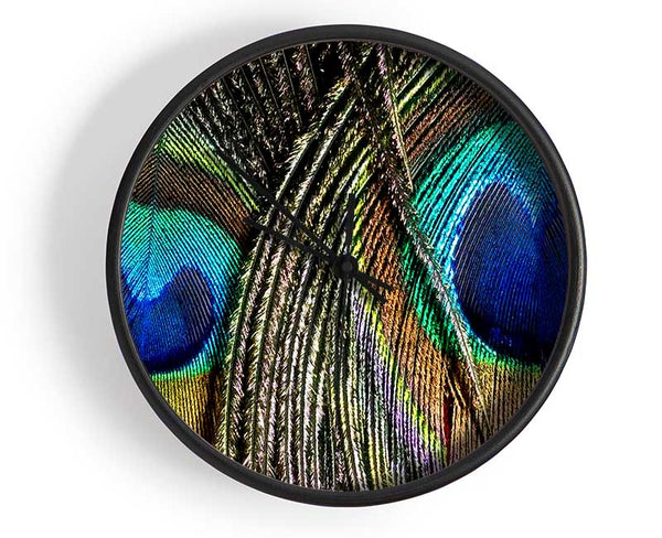 Peacock Feather Duo Clock - Wallart-Direct UK