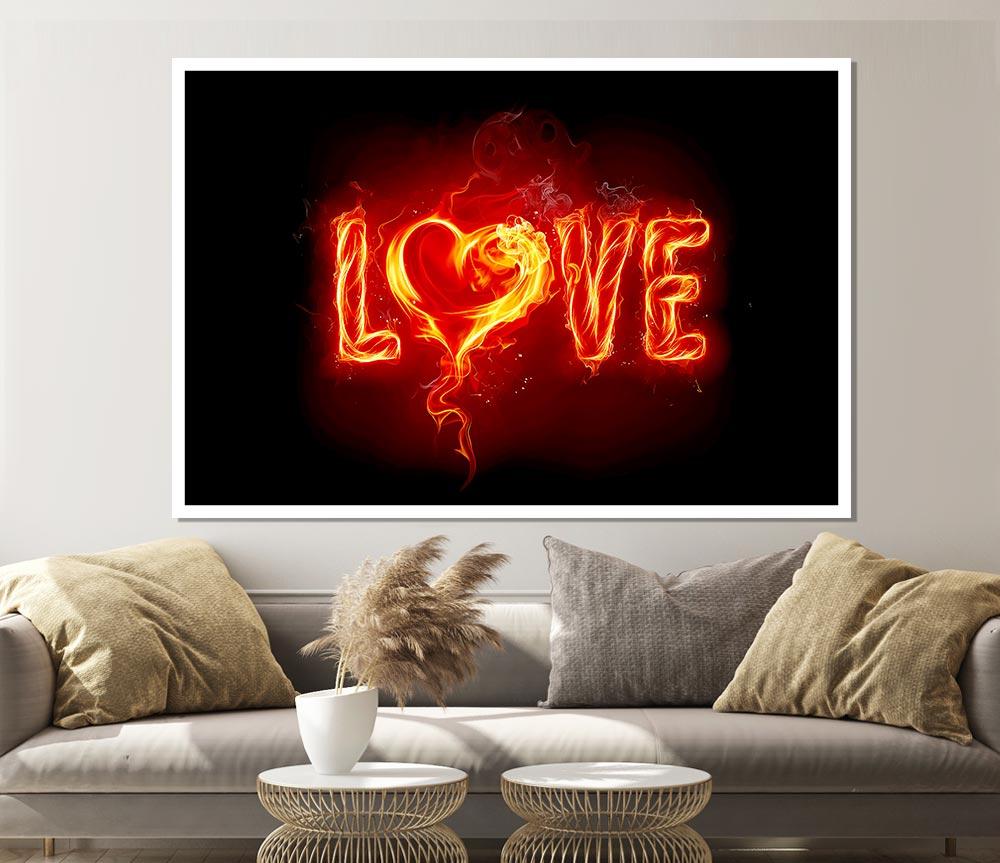 Flames Of Love Print Poster Wall Art