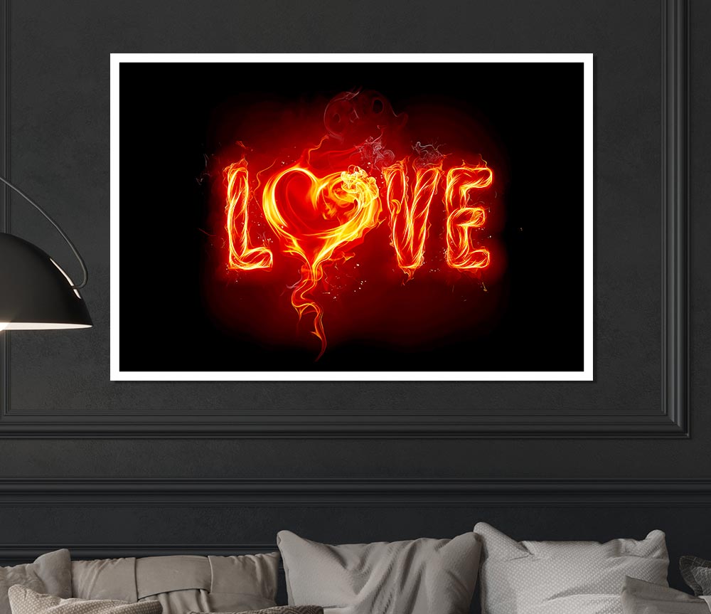 Flames Of Love Print Poster Wall Art