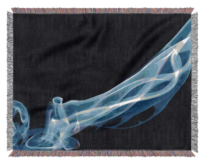 Blue Smoke On Black Woven Blanket