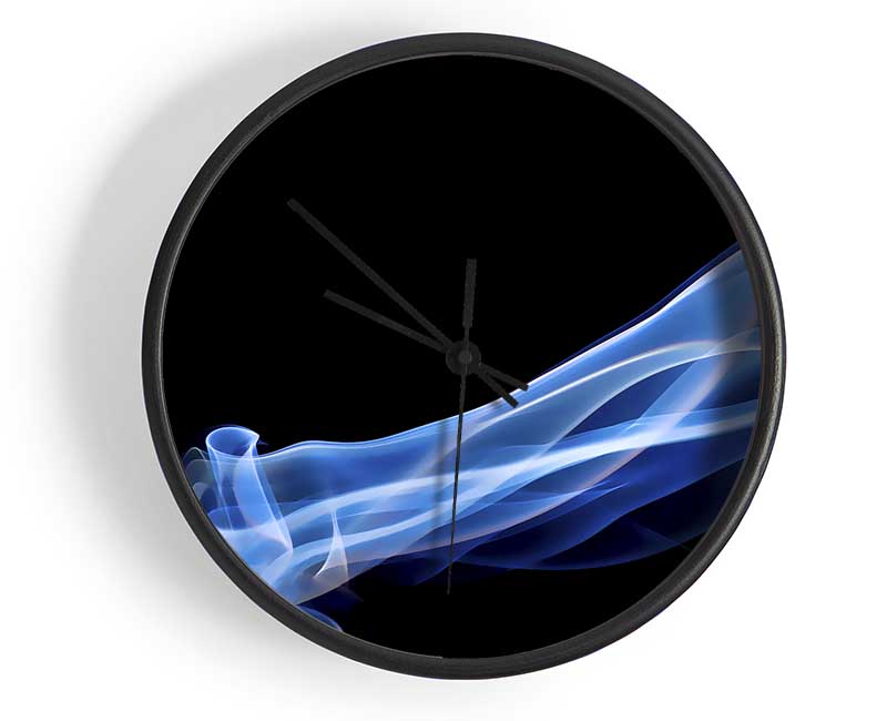 Blue Smoke On Black Clock - Wallart-Direct UK