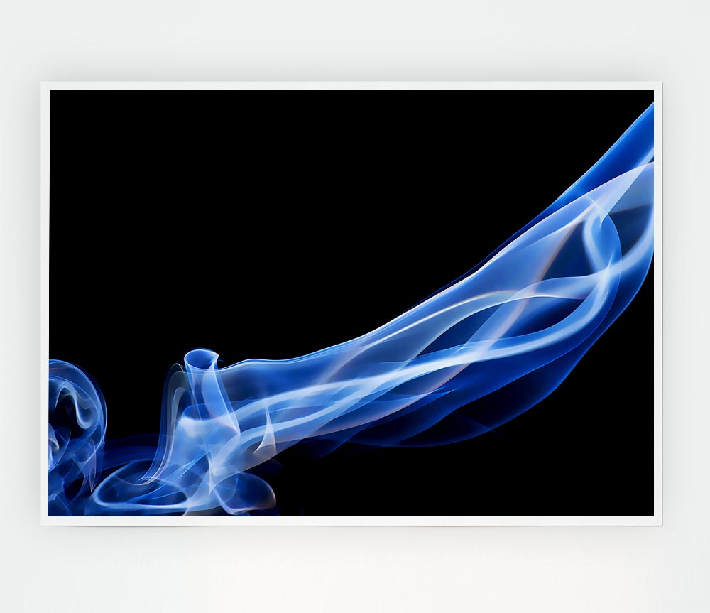 Blue Smoke On Black Print Poster Wall Art