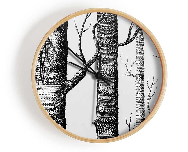 Black And White Tree Trunks Clock - Wallart-Direct UK