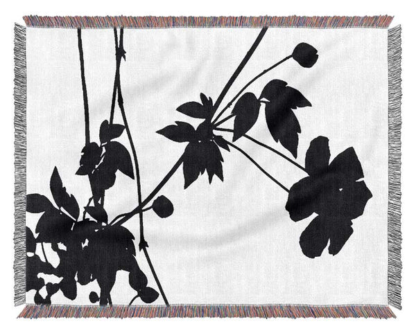 Black Flowers Woven Blanket