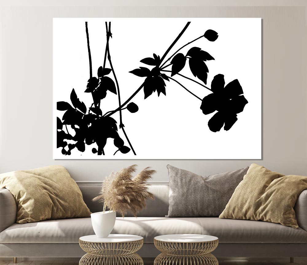 Black Flowers Print Poster Wall Art