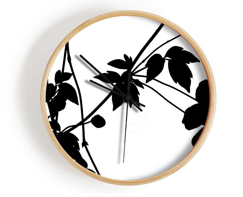 Black Flowers Clock - Wallart-Direct UK