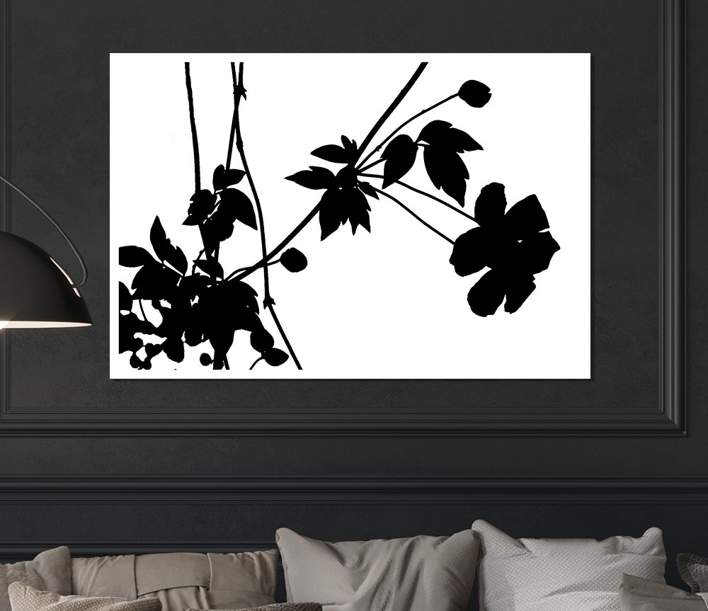 Black Flowers Print Poster Wall Art