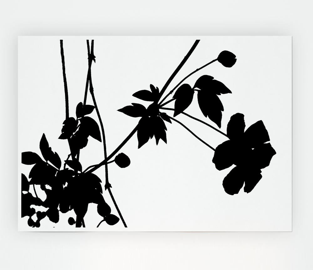 Black Flowers Print Poster Wall Art