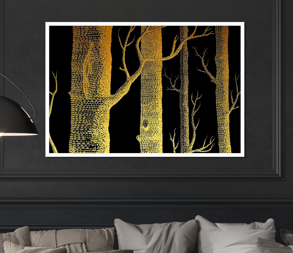 The Night Time Woodland Print Poster Wall Art