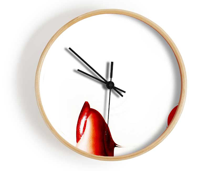 Red Gloss Lips Clock - Wallart-Direct UK