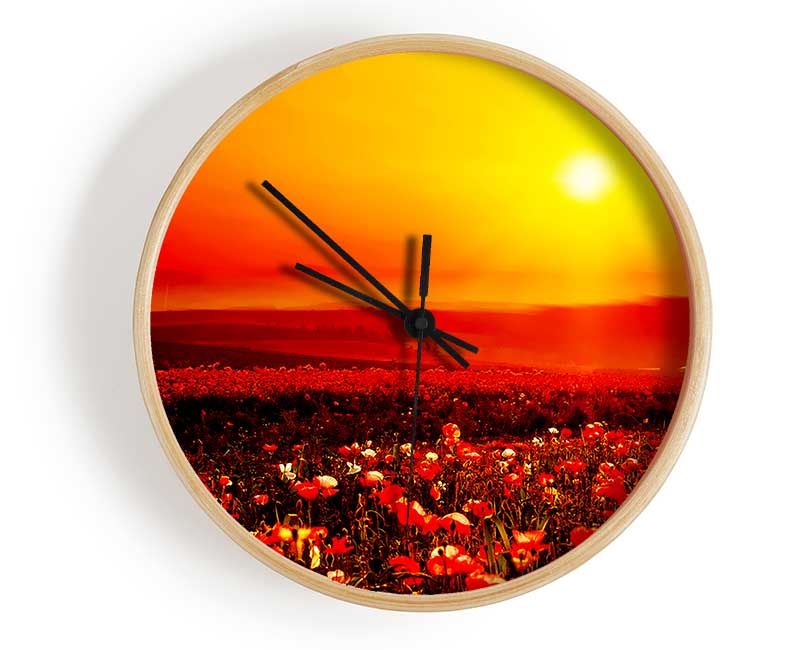 Poppy Field Mist Clock - Wallart-Direct UK