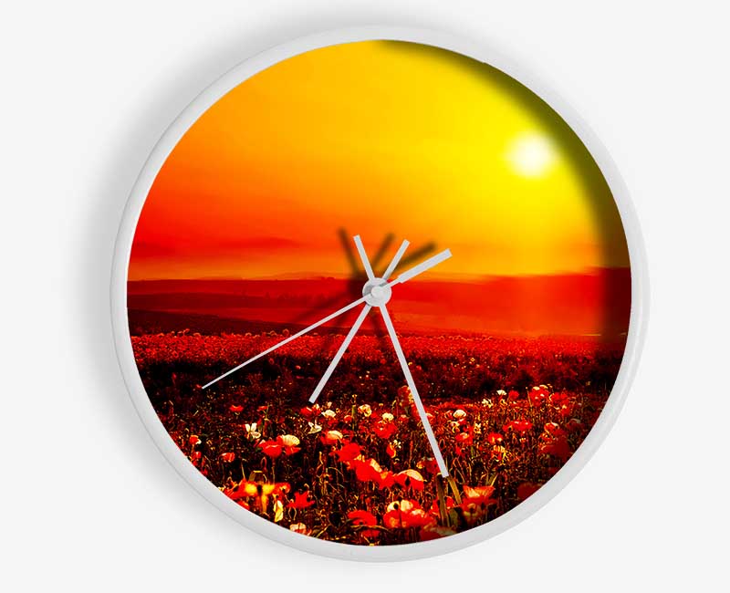 Poppy Field Mist Clock - Wallart-Direct UK