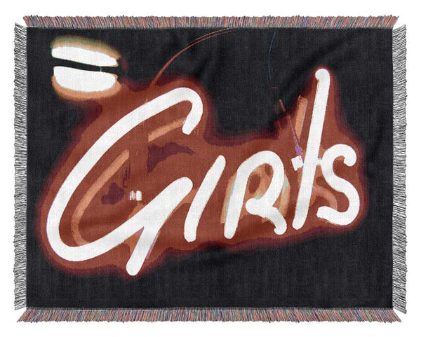 Neon Girls Sign Woven Blanket