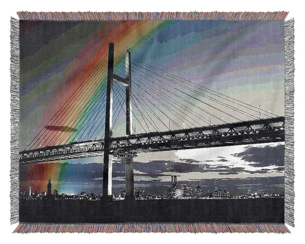 NYC Rainbow Bridge B n W Woven Blanket