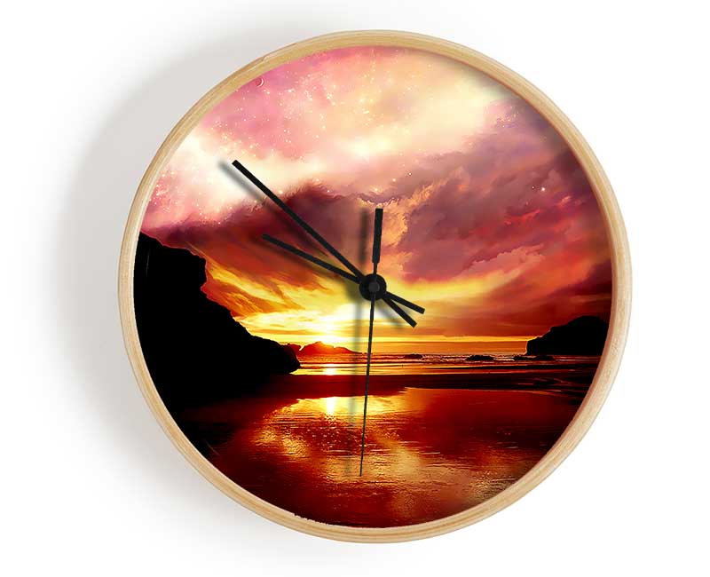 Pink Sky Explosion Clock - Wallart-Direct UK