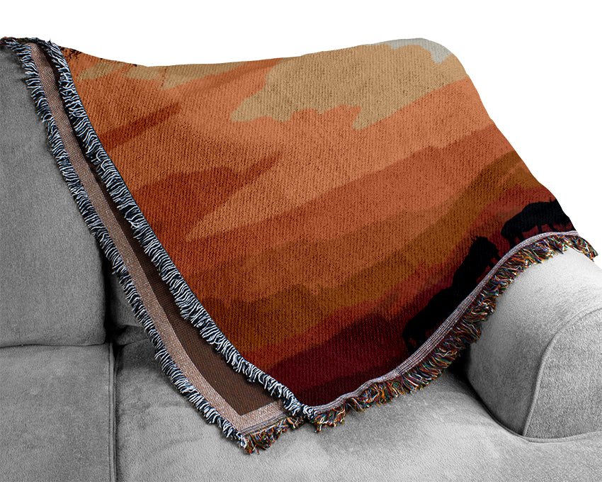 African Safari Tree In Sunlight Woven Blanket