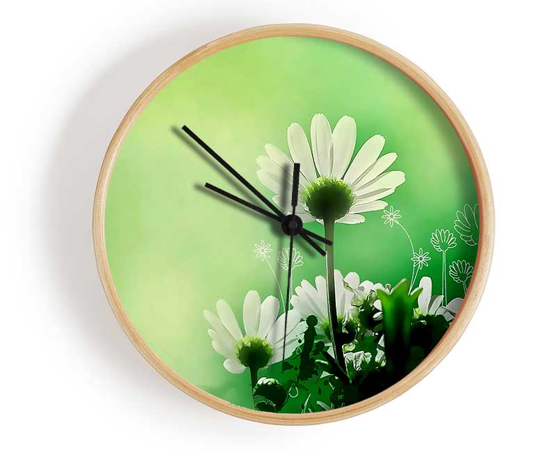 Green Daisy Garden Clock - Wallart-Direct UK