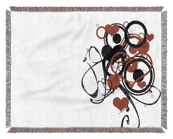 Circles And Hearts Woven Blanket