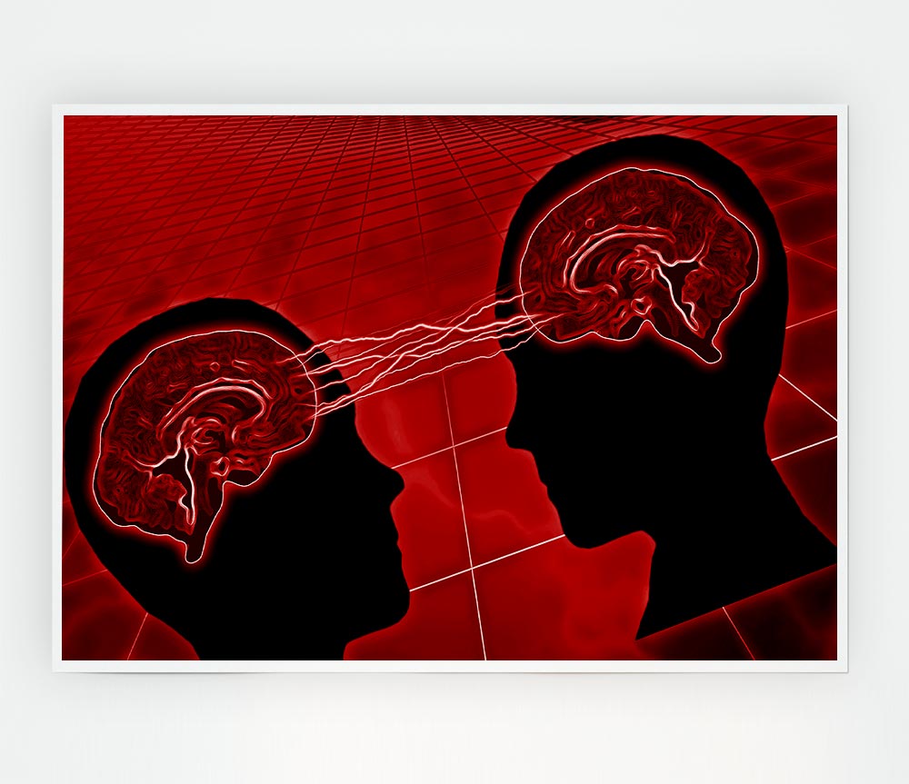 Brain Wave Red Print Poster Wall Art