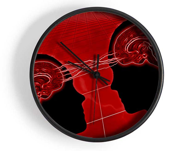 Brain Wave Red Clock - Wallart-Direct UK