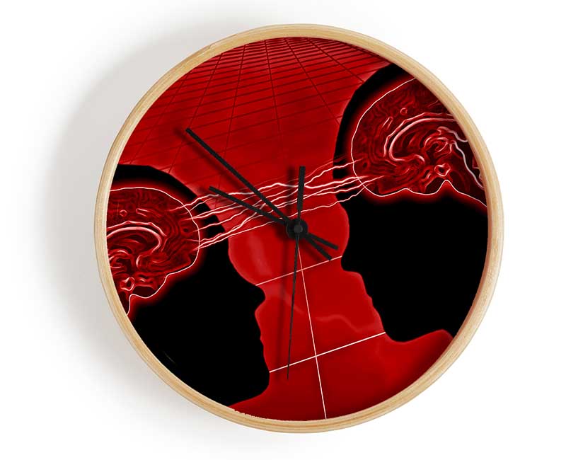 Brain Wave Red Clock - Wallart-Direct UK