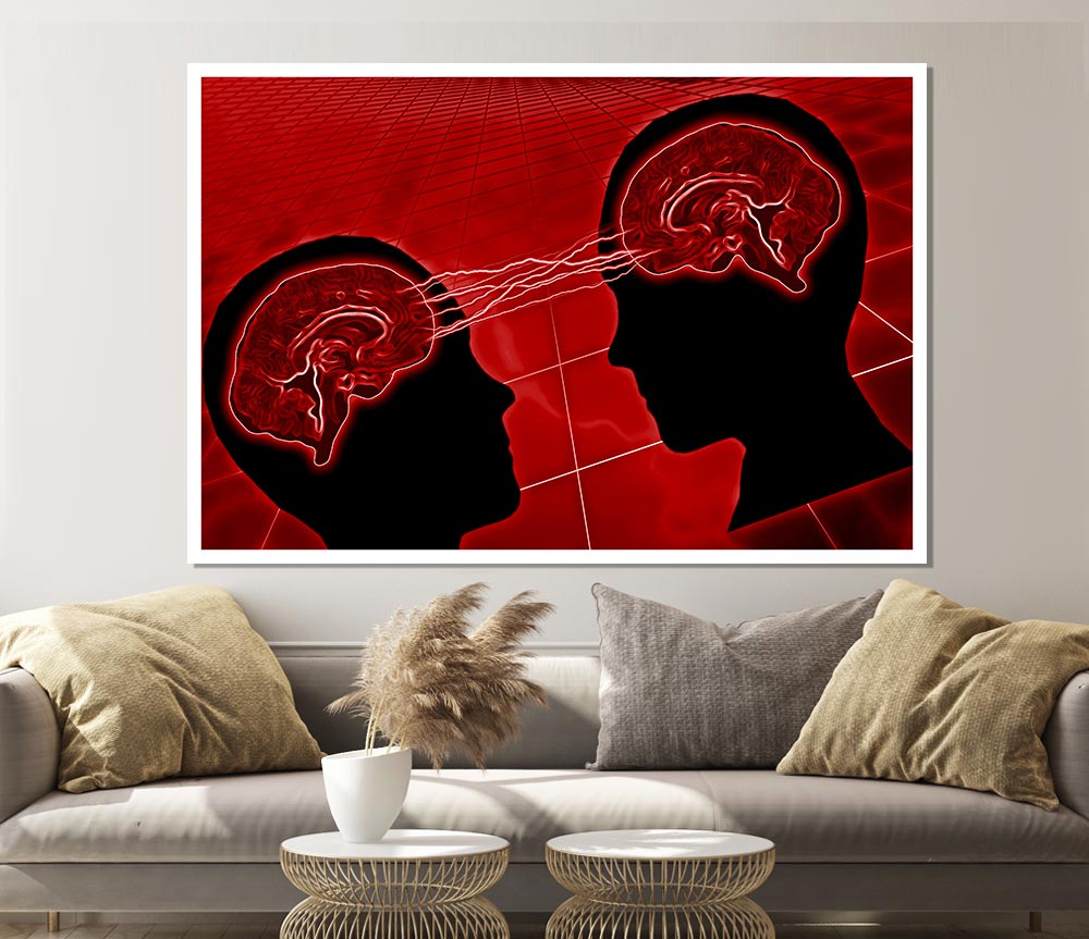 Brain Wave Red Print Poster Wall Art