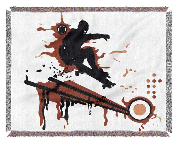 Skateboarders Railing Woven Blanket