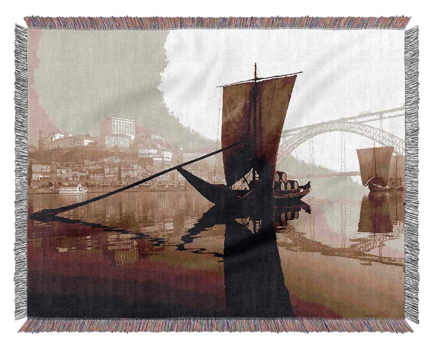 Sydney Harbour Retro Ship Woven Blanket