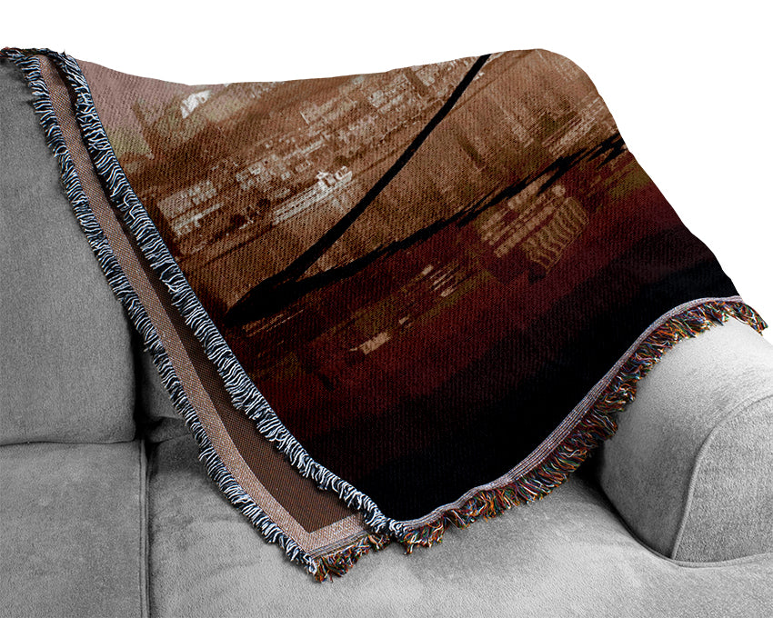 Sydney Harbour Retro Ship Woven Blanket