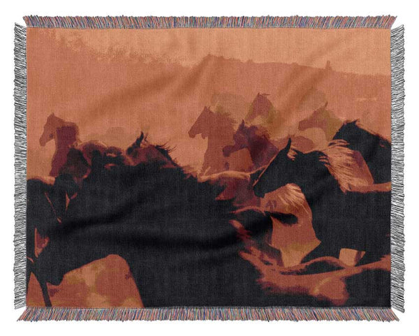 Stunning Wild Horses Woven Blanket