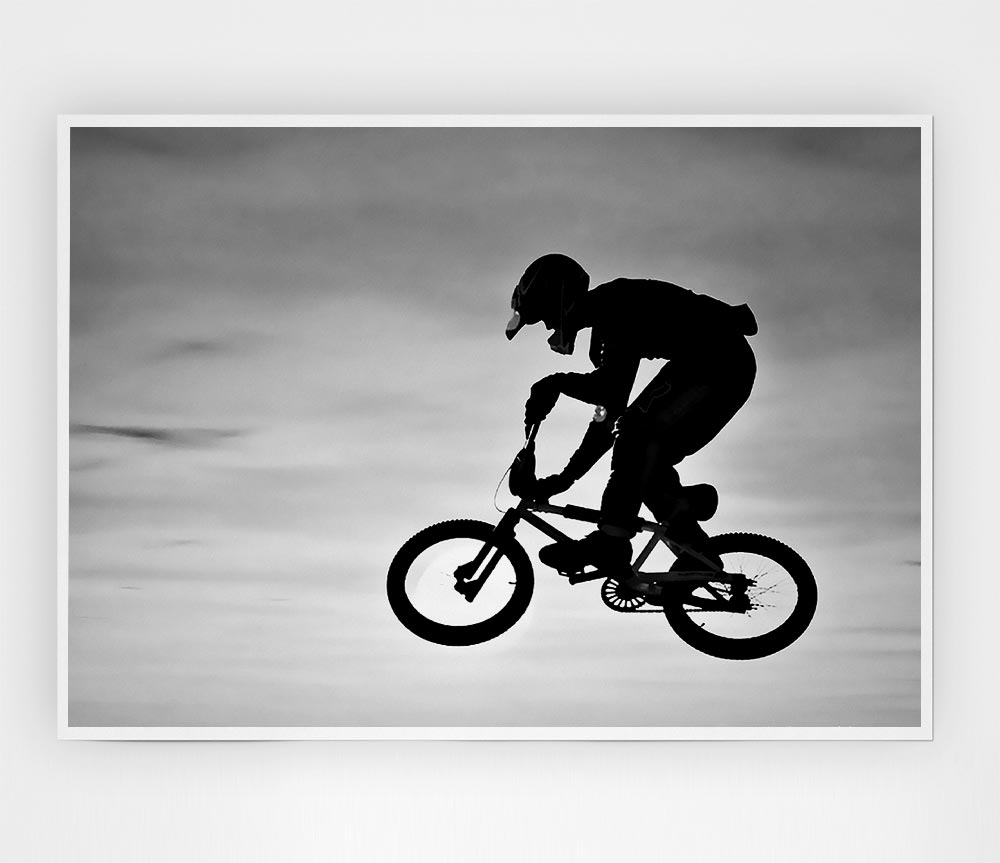 Bmx Jump B N W Print Poster Wall Art