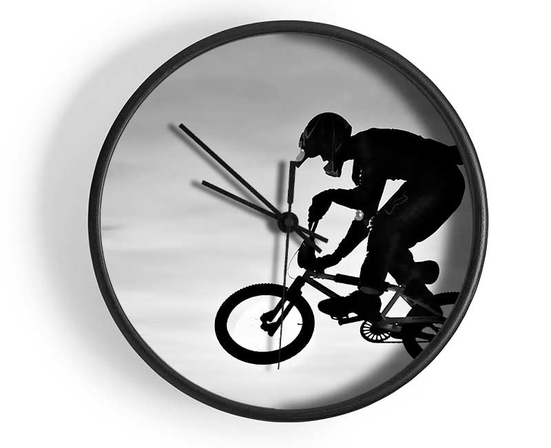 BMX Jump B n W Clock - Wallart-Direct UK