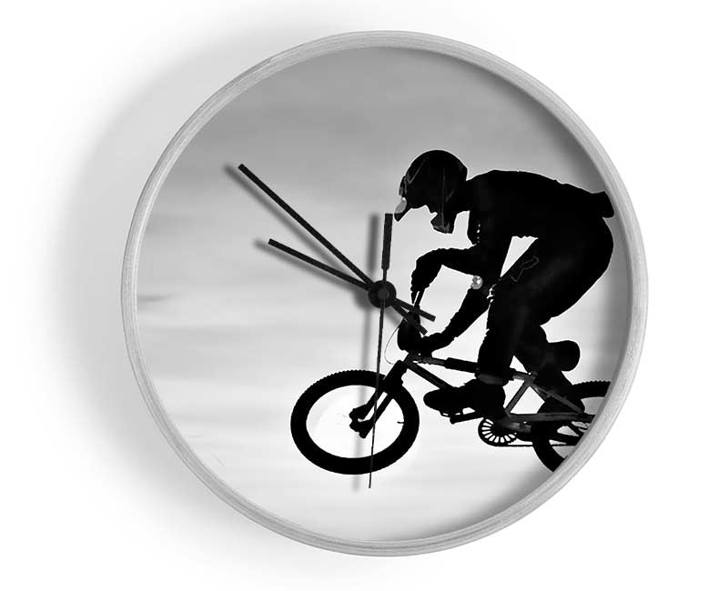 BMX Jump B n W Clock - Wallart-Direct UK