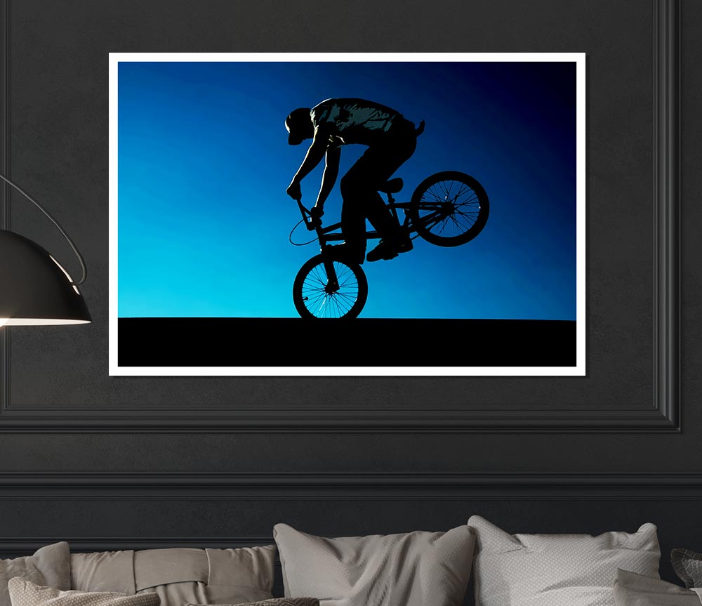 Bmx Front Wheelie Print Poster Wall Art