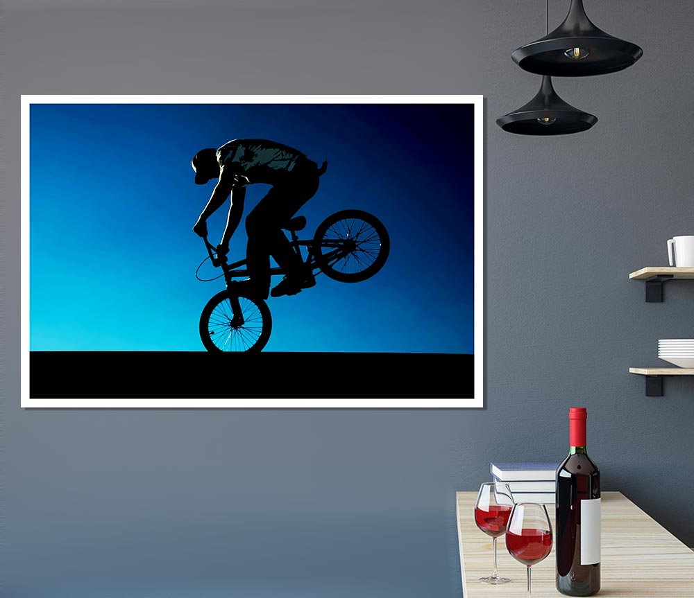 Bmx Front Wheelie Print Poster Wall Art