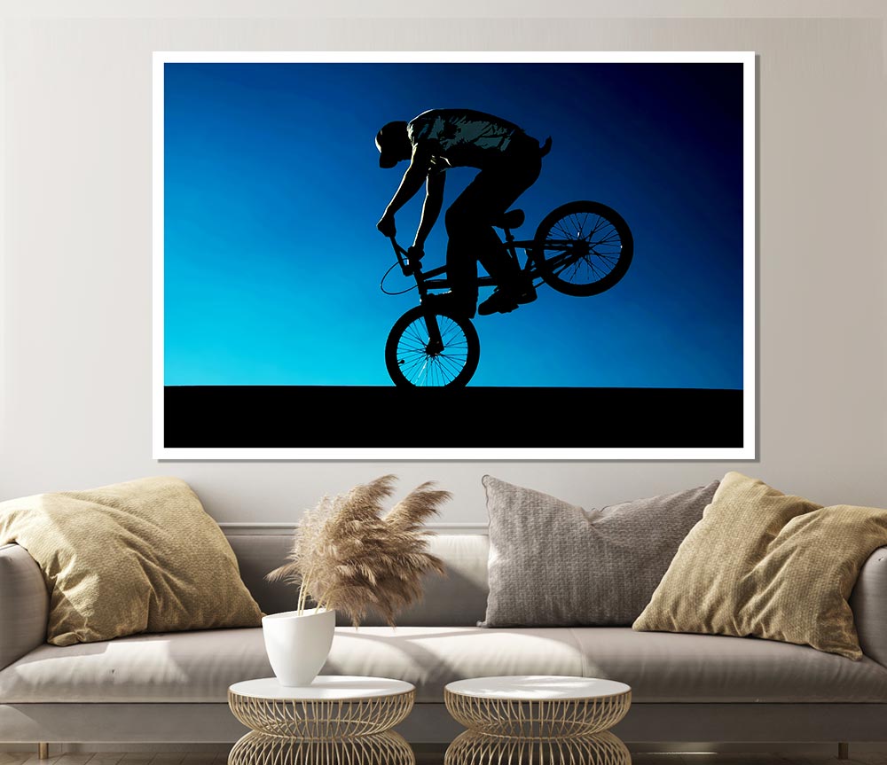 Bmx Front Wheelie Print Poster Wall Art