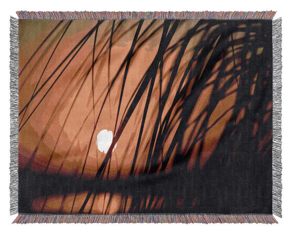 Golden Sun Through The Reeds Woven Blanket