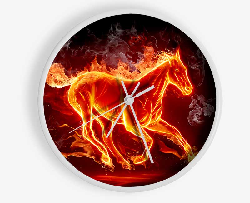 Horse Of Flames Clock - Wallart-Direct UK