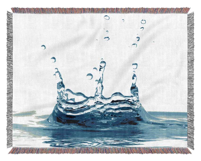 Blue Water Droplets Woven Blanket