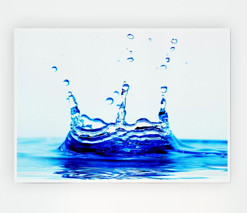 Blue Water Droplets Print Poster Wall Art