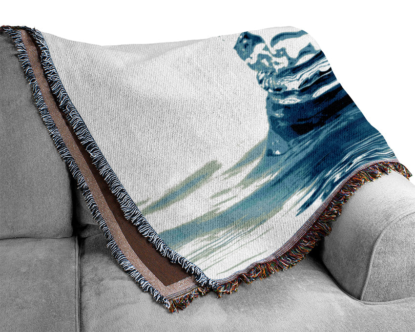 Blue Water Droplets Woven Blanket