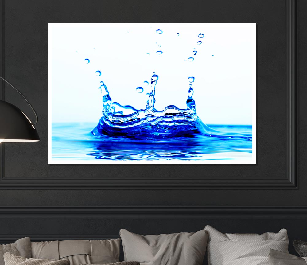 Blue Water Droplets Print Poster Wall Art