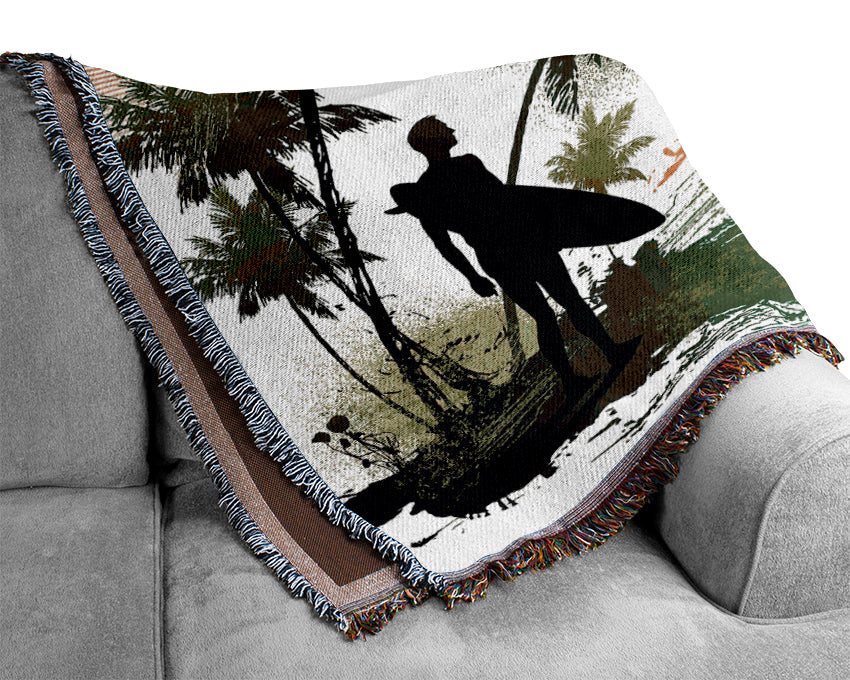 Surfer Flowers Woven Blanket