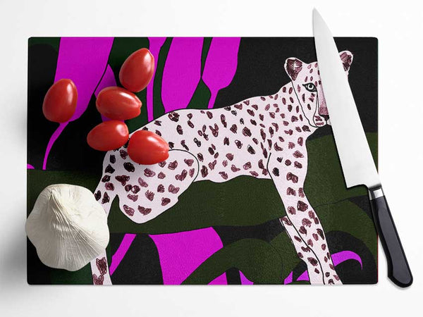 Pink Leopard Spots Glass Chopping Board