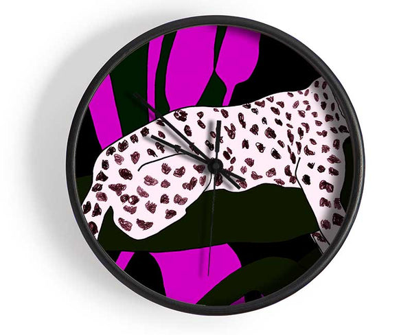 Pink Leopard Spots Clock - Wallart-Direct UK